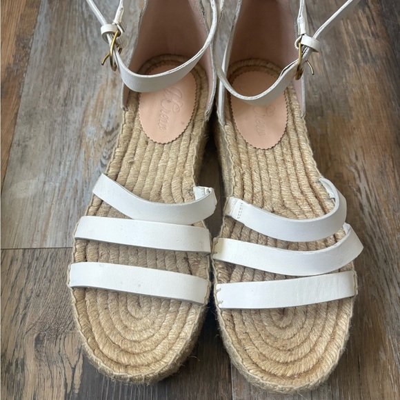 J.Crew Leather Gladiator Espadrille Platform Sandals White Size 7.5 - Picture 6 of 6